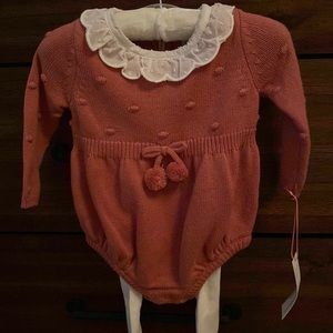 Cupcakes & Cashmere 3-6m baby girl outfit with tights